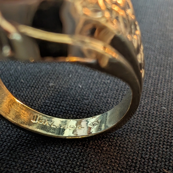 Tiger's Eye 18k Heavy Gold Plated Vintage Ring 8.5 - Picture 8 of 9